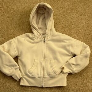 Abercrombie & Fitch Kids Cream  Zip-Up Hoodie-crop -size 8/10